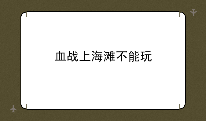 血战上海滩不能玩