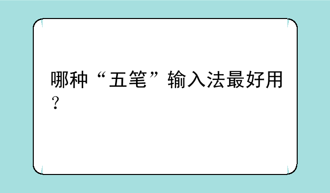 哪种“五笔”输入法最好用？