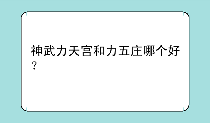 神武力天宫和力五庄哪个好？