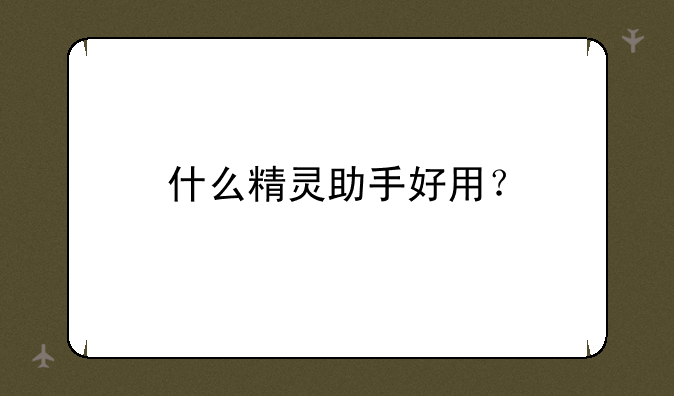什么精灵助手好用？