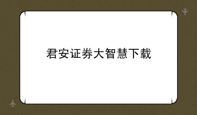 君安证券大智慧下载