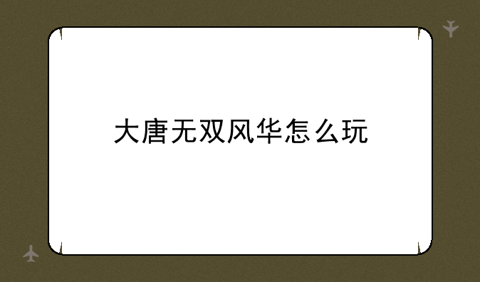 大唐无双风华怎么玩