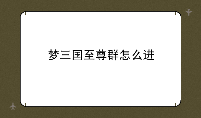 梦三国至尊群怎么进