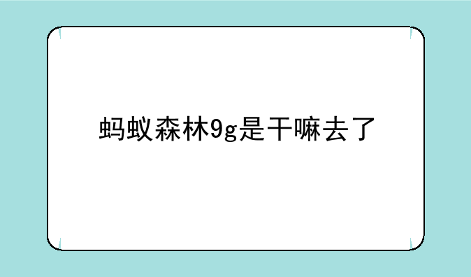 蚂蚁森林9g是干嘛去了