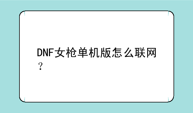 DNF女枪单机版怎么联网？
