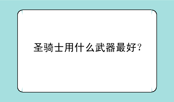 圣骑士用什么武器最好？