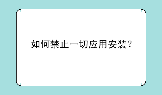 如何禁止一切应用安装？