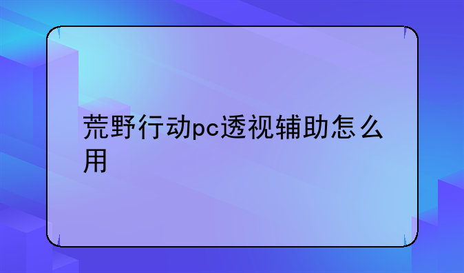 荒野行动pc透视辅助怎么用