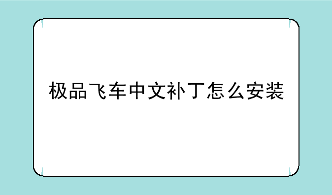 极品飞车中文补丁怎么安装