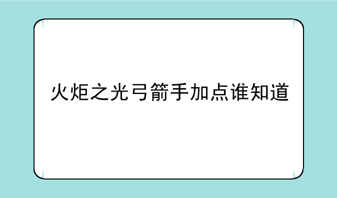 火炬之光弓箭手加点谁知道