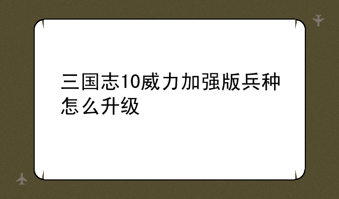 三国志10威力加强版兵种怎么升级