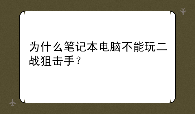 为什么笔记本电脑不能玩二战狙击手？