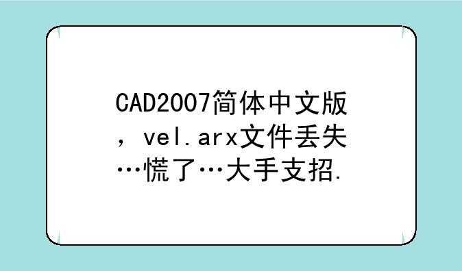CAD2007简体中文版，vel.arx文件丢失…慌了…大手支招.