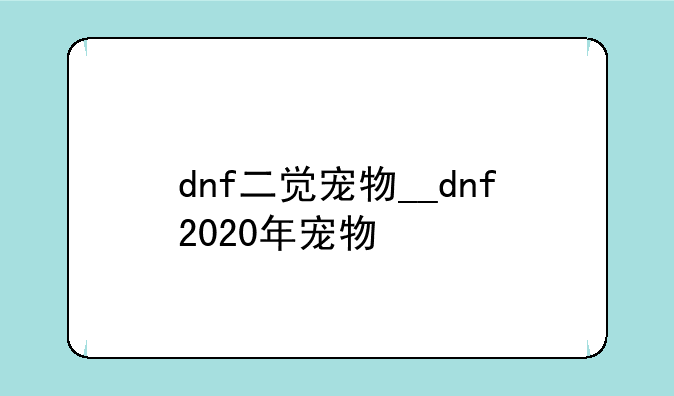 dnf二觉宠物__dnf2020年宠物
