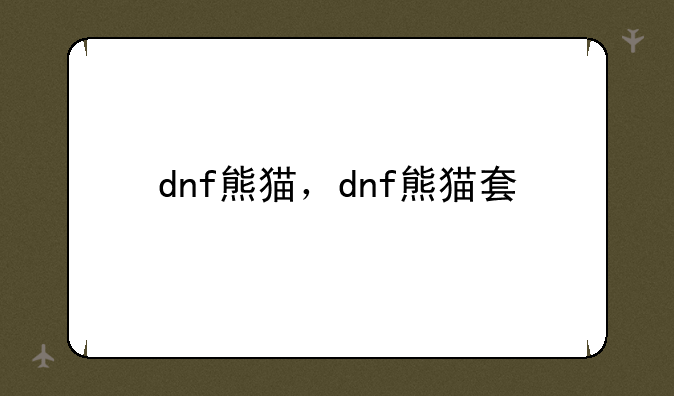 dnf熊猫，dnf熊猫套