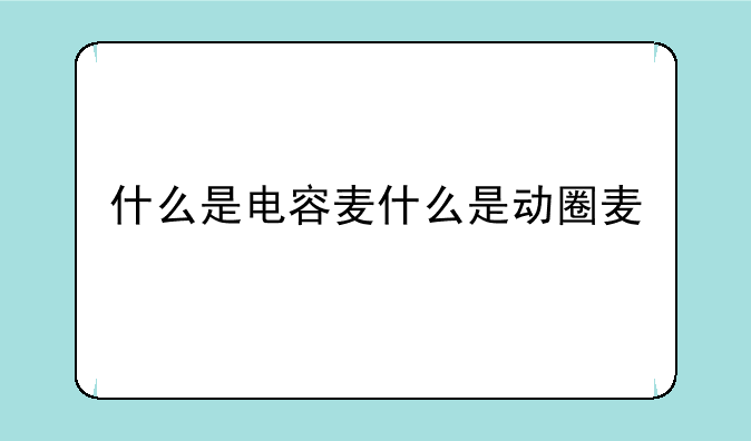 什么是电容麦什么是动圈麦