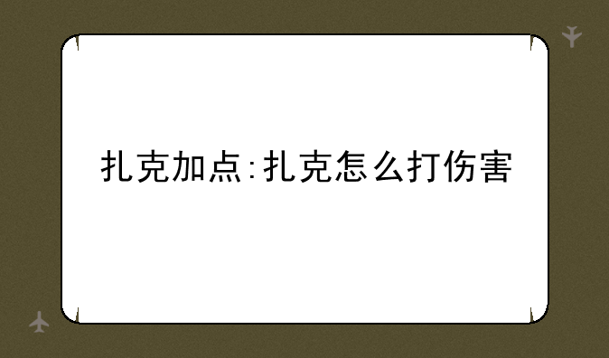 扎克加点:扎克怎么打伤害